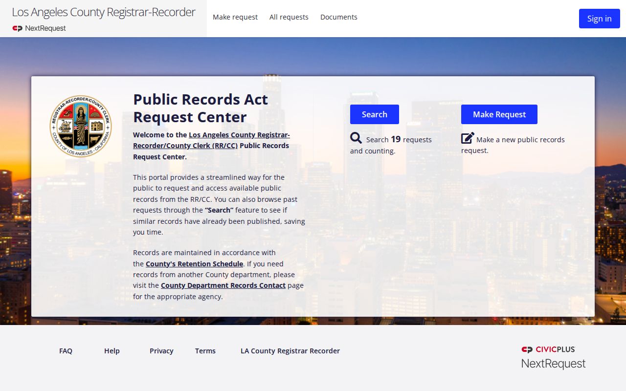 Baldwin Park people search with public records request portal