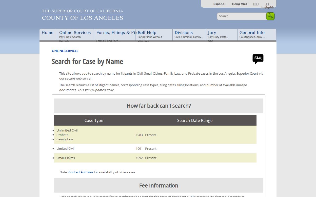 Baldwin Park people search with Los Angeles Superior Court civil name index