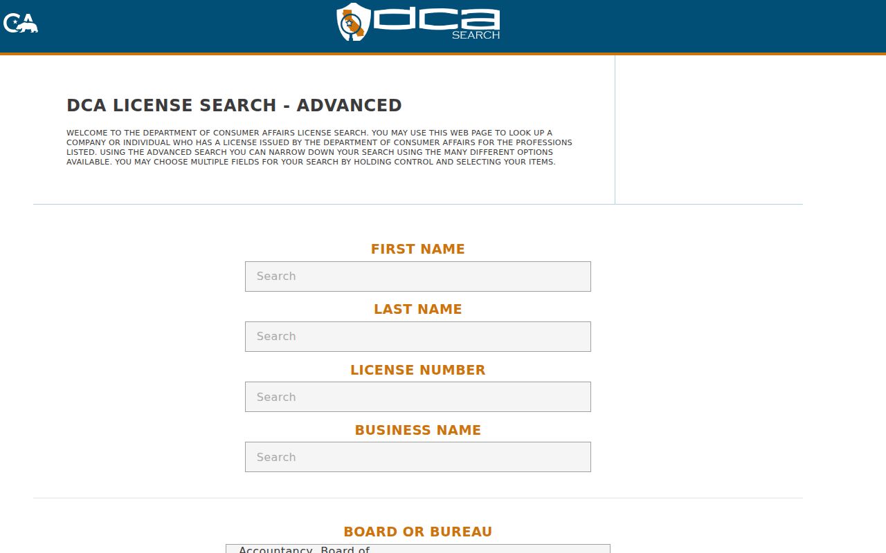 Baldwin Park public records DCA professional license search